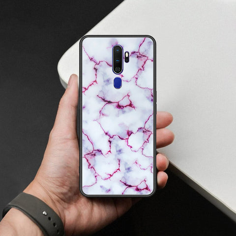Oppo A9 2020 Cover - White Marble Series - HQ Ultra Shine Premium Infinity Glass Soft Silicon Borders Case