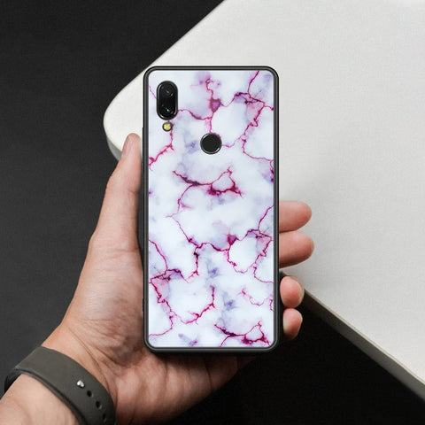 Xiaomi Redmi 7 Cover - White Marble Series - HQ Ultra Shine Premium Infinity Glass Soft Silicon Borders Case