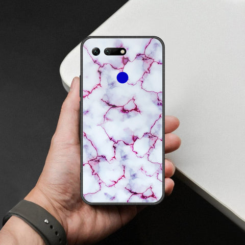 Huawei Honor View 20 Cover - White Marble Series - HQ Ultra Shine Premium Infinity Glass Soft Silicon Borders Case
