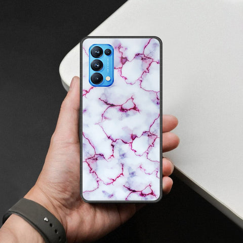 Oppo Reno 5 Pro 5G Cover - White Marble Series - HQ Ultra Shine Premium Infinity Glass Soft Silicon Borders Case