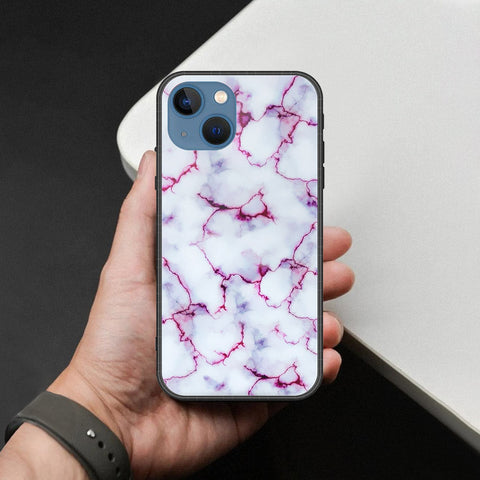 iPhone 13 Cover - White Marble Series - HQ Ultra Shine Premium Infinity Glass Soft Silicon Borders Case