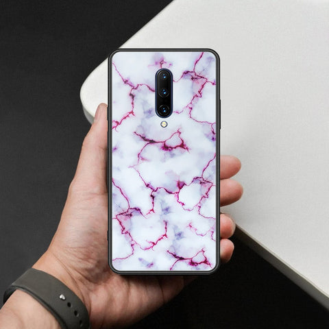 OnePlus 7 Pro Cover - White Marble Series - HQ Ultra Shine Premium Infinity Glass Soft Silicon Borders Case