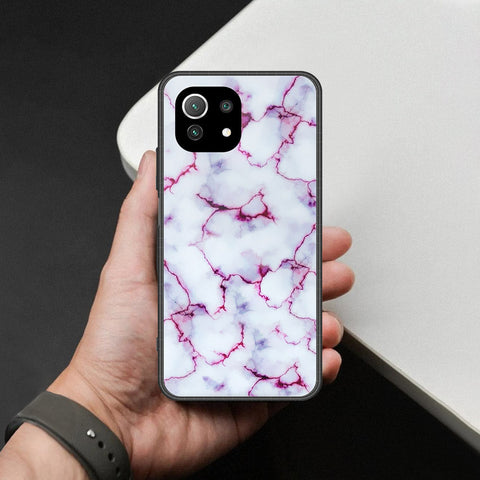 Xiaomi Mi 11 Lite 5G Cover - White Marble Series - HQ Ultra Shine Premium Infinity Glass Soft Silicon Borders Case