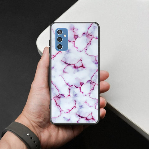 Samsung Galaxy M52 5G Cover - White Marble Series - HQ Ultra Shine Premium Infinity Glass Soft Silicon Borders Case