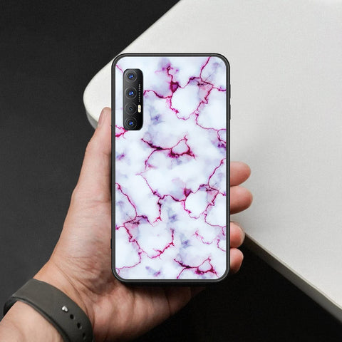 Oppo Reno 3 Pro Cover - White Marble Series - HQ Ultra Shine Premium Infinity Glass Soft Silicon Borders Case
