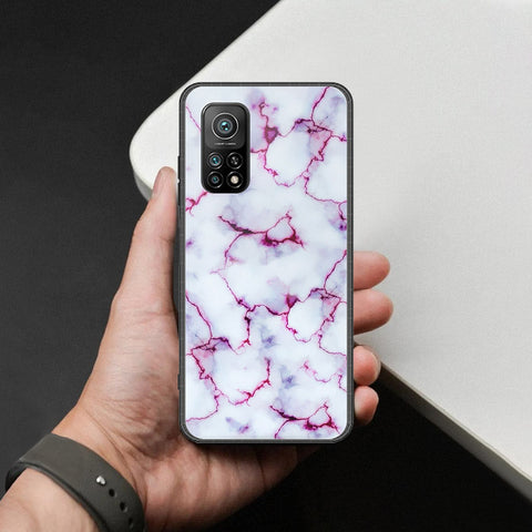 Xiaomi Mi 10T Pro Cover - White Marble Series - HQ Ultra Shine Premium Infinity Glass Soft Silicon Borders Case