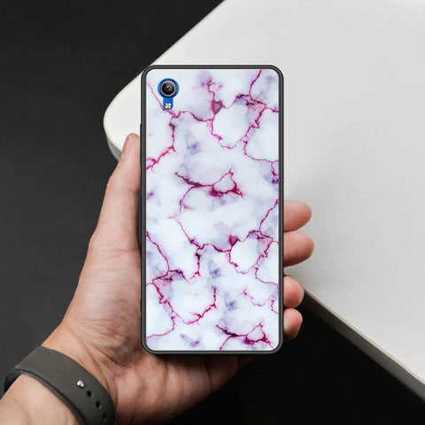 Vivo Y1s Cover - White Marble Series - HQ Ultra Shine Premium Infinity Glass Soft Silicon Borders Case