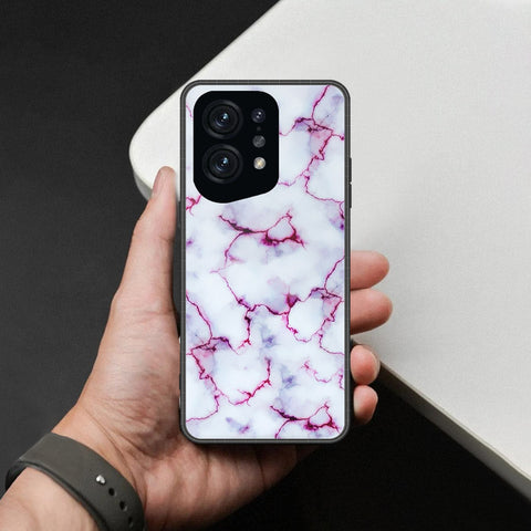 Oppo Find X5 Cover - White Marble Series - HQ Ultra Shine Premium Infinity Glass Soft Silicon Borders Case