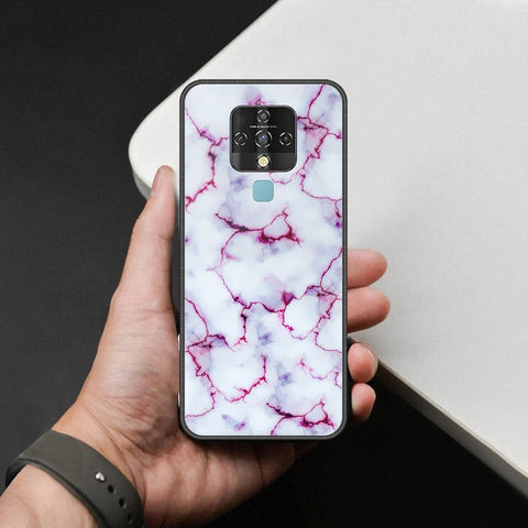 Tecno Camon 16 Cover - White Marble Series - HQ Ultra Shine Premium Infinity Glass Soft Silicon Borders Case