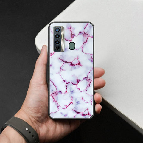 Tecno Camon 17 Cover - White Marble Series - HQ Ultra Shine Premium Infinity Glass Soft Silicon Borders Case