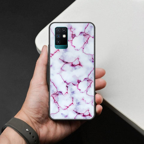 Infinix Note 10 Cover - White Marble Series - HQ Ultra Shine Premium Infinity Glass Soft Silicon Borders Case