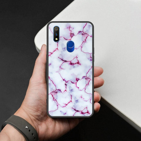 Realme 3 Pro Cover - White Marble Series - HQ Ultra Shine Premium Infinity Glass Soft Silicon Borders Case