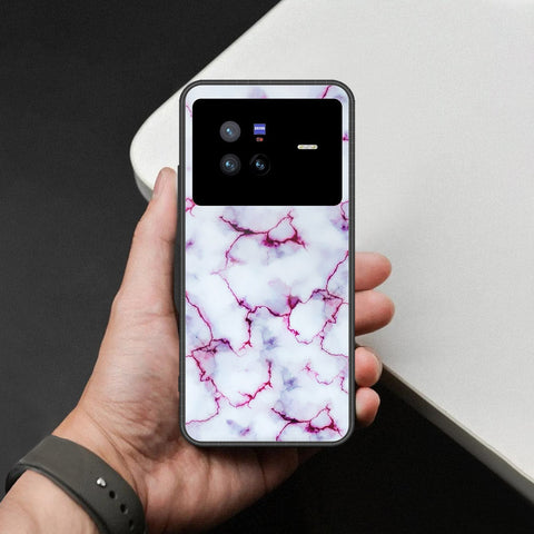 Vivo X80 Cover - White Marble Series - HQ Ultra Shine Premium Infinity Glass Soft Silicon Borders Case