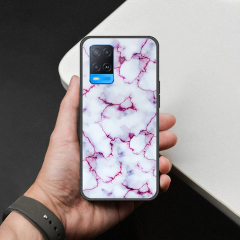 Oppo A54 4G Cover - White Marble Series - HQ Ultra Shine Premium Infinity Glass Soft Silicon Borders Case
