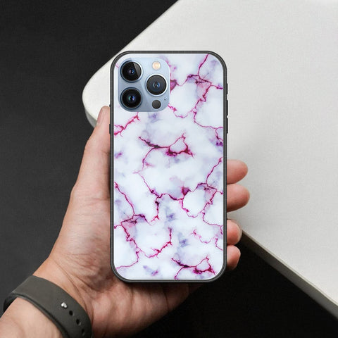 iPhone 14 Pro Max Cover - White Marble Series - HQ Ultra Shine Premium Infinity Glass Soft Silicon Borders Case