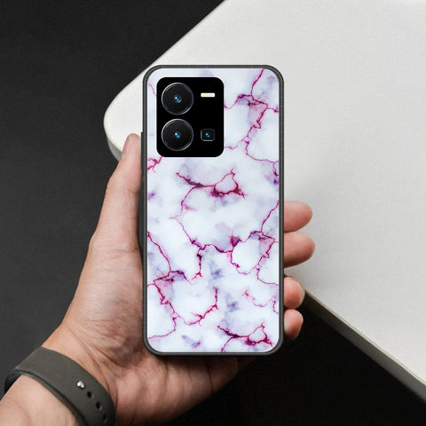 Vivo Y35 4G Cover - White Marble Series - HQ Ultra Shine Premium Infinity Glass Soft Silicon Borders Case