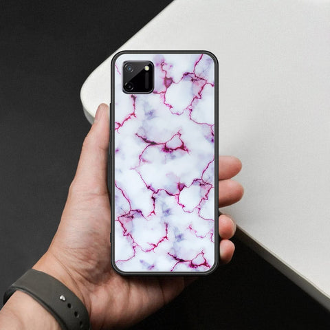 Realme C11 Cover - White Marble Series - HQ Ultra Shine Premium Infinity Glass Soft Silicon Borders Case