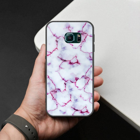Samsung Galaxy S6 Edge Cover - White Marble Series - HQ Ultra Shine Premium Infinity Glass Soft Silicon Borders Case