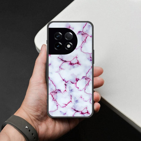OnePlus 11R Cover - White Marble Series - HQ Ultra Shine Premium Infinity Glass Soft Silicon Borders Case