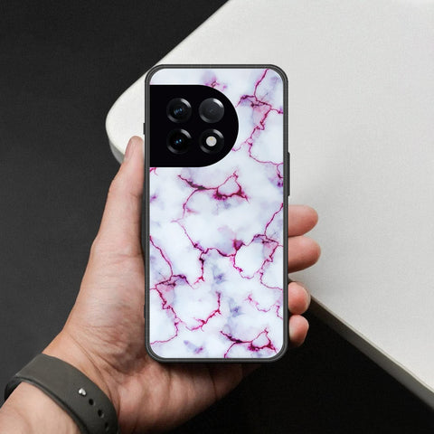 OnePlus 11 Cover - White Marble Series - HQ Ultra Shine Premium Infinity Glass Soft Silicon Borders Case