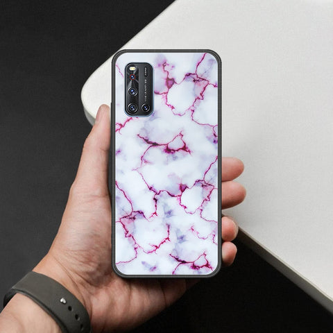 Vivo V19 Cover - White Marble Series - HQ Ultra Shine Premium Infinity Glass Soft Silicon Borders Case