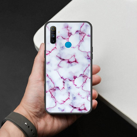 Realme C3 Cover - White Marble Series - HQ Ultra Shine Premium Infinity Glass Soft Silicon Borders Case