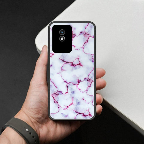 Vivo Y02A Cover - White Marble Series - HQ Ultra Shine Premium Infinity Glass Soft Silicon Borders Case