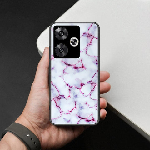 Xiaomi Poco F6 Cover - White Marble Series - HQ Ultra Shine Premium Infinity Glass Soft Silicon Borders Case