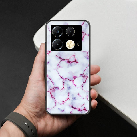 Infinix Note 40S Cover - White Marble Series - HQ Ultra Shine Premium Infinity Glass Soft Silicon Borders Case