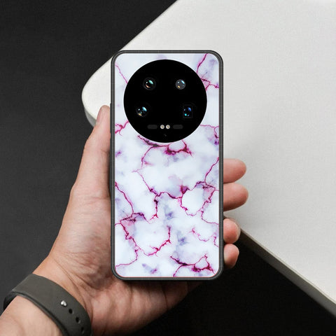 Xiaomi 14 Ultra Cover - White Marble Series - HQ Ultra Shine Premium Infinity Glass Soft Silicon Borders Case