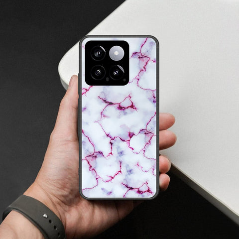 Xiaomi 14 Cover - White Marble Series - HQ Ultra Shine Premium Infinity Glass Soft Silicon Borders Case