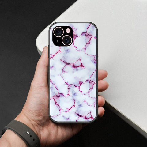 iPhone 15 Cover - White Marble Series - HQ Ultra Shine Premium Infinity Glass Soft Silicon Borders Case