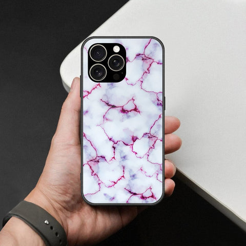 IPhone 15 Pro Cover - White Marble Series - HQ Ultra Shine Premium Infinity Glass Soft Silicon Borders Case