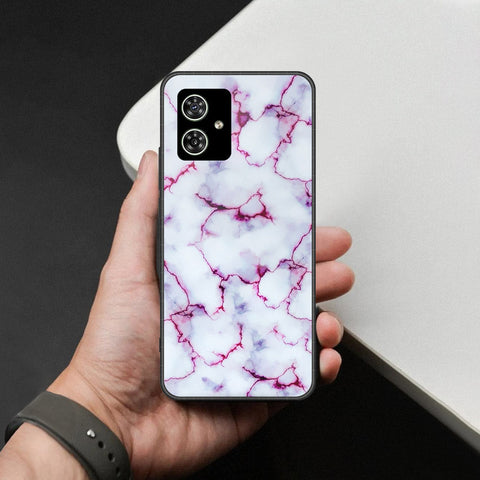 Motorola Moto G54 Cover - White Marble Series - HQ Ultra Shine Premium Infinity Glass Soft Silicon Borders Case