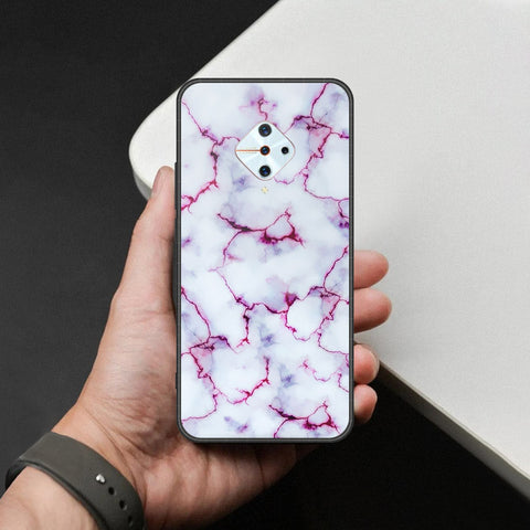 Vivo Y9s Cover - White Marble Series - HQ Ultra Shine Premium Infinity Glass Soft Silicon Borders Case