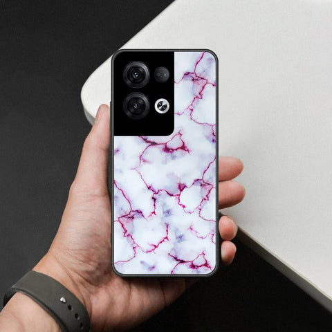 Oppo Reno 8 Pro  Cover - White Marble Series - HQ Ultra Shine Premium Infinity Glass Soft Silicon Borders Case