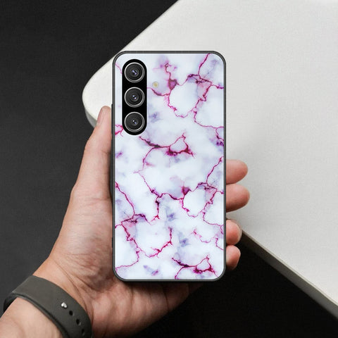 Samsung Galaxy S24 FE Cover - White Marble Series - HQ Ultra Shine Premium Infinity Glass Soft Silicon Borders Case