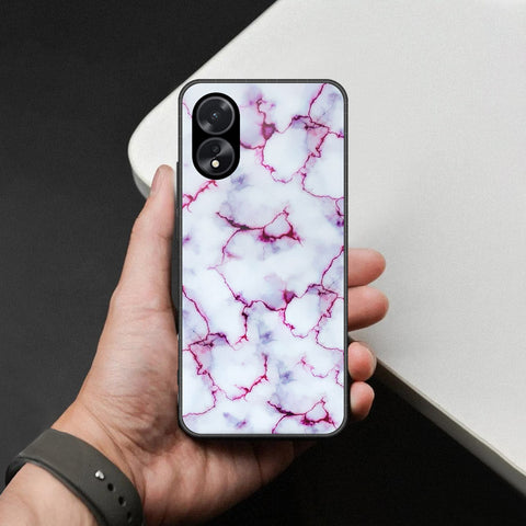 Oppo A18 Cover - White Marble Series - HQ Ultra Shine Premium Infinity Glass Soft Silicon Borders Case