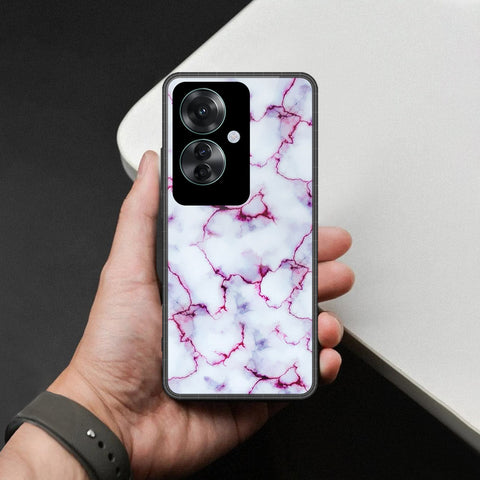 Oppo Reno 11F 5G Cover - White Marble Series - HQ Ultra Shine Premium Infinity Glass Soft Silicon Borders Case