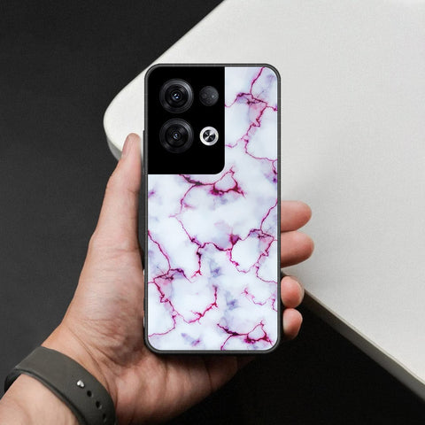Oppo Reno 8 Pro Plus Cover - White Marble Series - HQ Ultra Shine Premium Infinity Glass Soft Silicon Borders Case