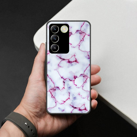 Vivo Y200e Cover - White Marble Series - HQ Ultra Shine Premium Infinity Glass Soft Silicon Borders Case