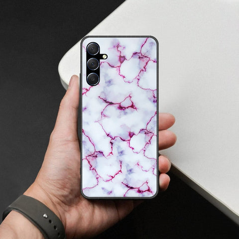 Samsung Galaxy M34 5G Cover - White Marble Series - HQ Ultra Shine Premium Infinity Glass Soft Silicon Borders Case