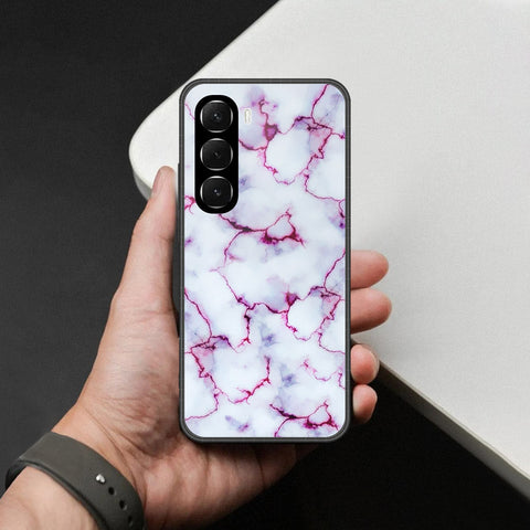Infinix Hot 60i 4G Cover - White Marble Series - HQ Ultra Shine Premium Infinity Glass Soft Silicon Borders Case