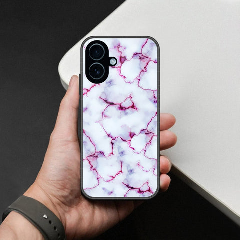iPhone 18 - White Marble Series - HQ Ultra Shine Premium Infinity Glass Soft Silicon Borders Case