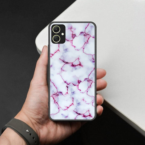 Samsung Galaxy A06 Cover - White Marble Series - HQ Ultra Shine Premium Infinity Glass Soft Silicon Borders Case