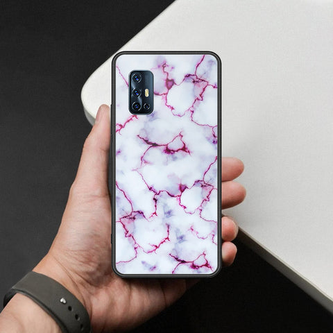 Vivo V17 Cover - White Marble Series - HQ Ultra Shine Premium Infinity Glass Soft Silicon Borders Case