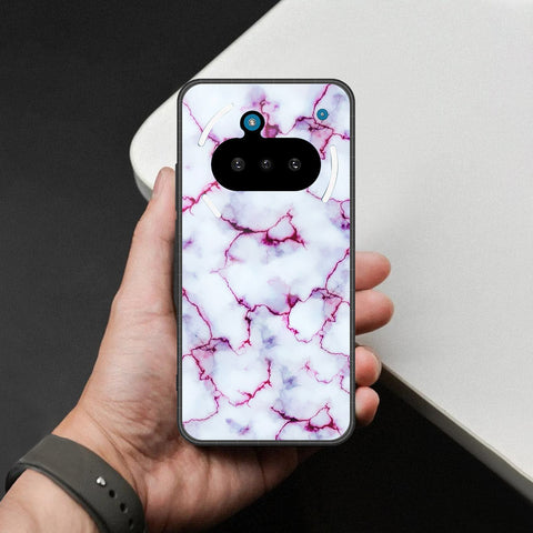 Nothing Phone 3a Cover - White Marble Series - HQ Ultra Shine Premium Infinity Glass Soft Silicon Borders Case