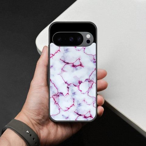 Google Pixel 10 Pro XL Cover - White Marble Series - HQ Ultra Shine Premium Infinity Glass Soft Silicon Borders Case