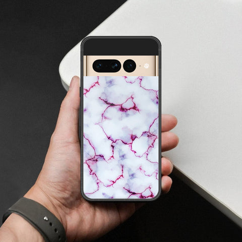 Google Pixel 7 Pro Cover - White Marble Series - HQ Ultra Shine Premium Infinity Glass Soft Silicon Borders Case