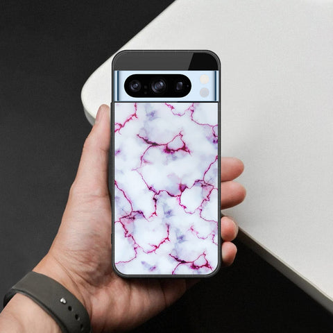 Google Pixel 8 Pro Cover - White Marble Series - HQ Ultra Shine Premium Infinity Glass Soft Silicon Borders Case